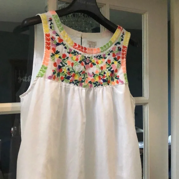 J. Crew | Dresses | J Crew Embroidered Linen Dress | Poshmark